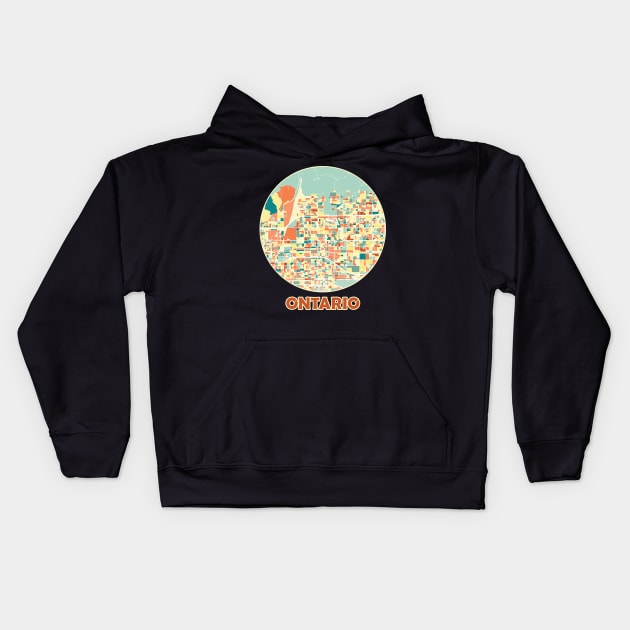 Ontario map in mozaique colors Kids Hoodie by SerenityByAlex